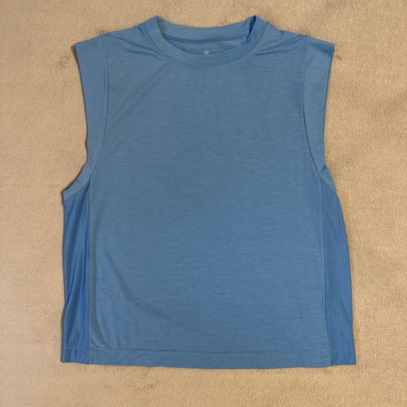 Sweaty Betty Breathe Easy Boxy Gym Tee XS Athletic Tank Sleeveless Top Blue - Picture 1 of 4